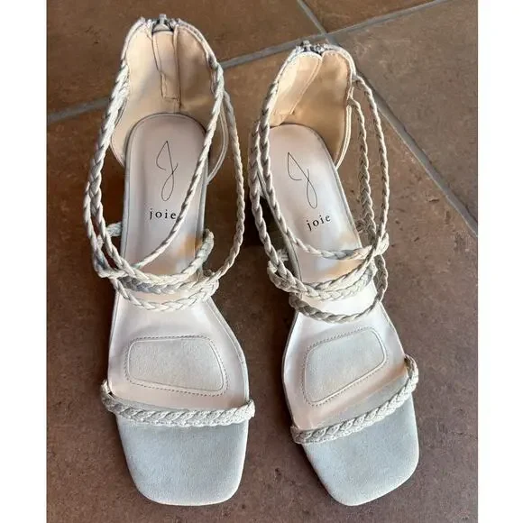 Joie Felina Braided Strap Square Toe Sandals w Block Heels, Zip Closures sz 9.5 - Picture 6 of 13